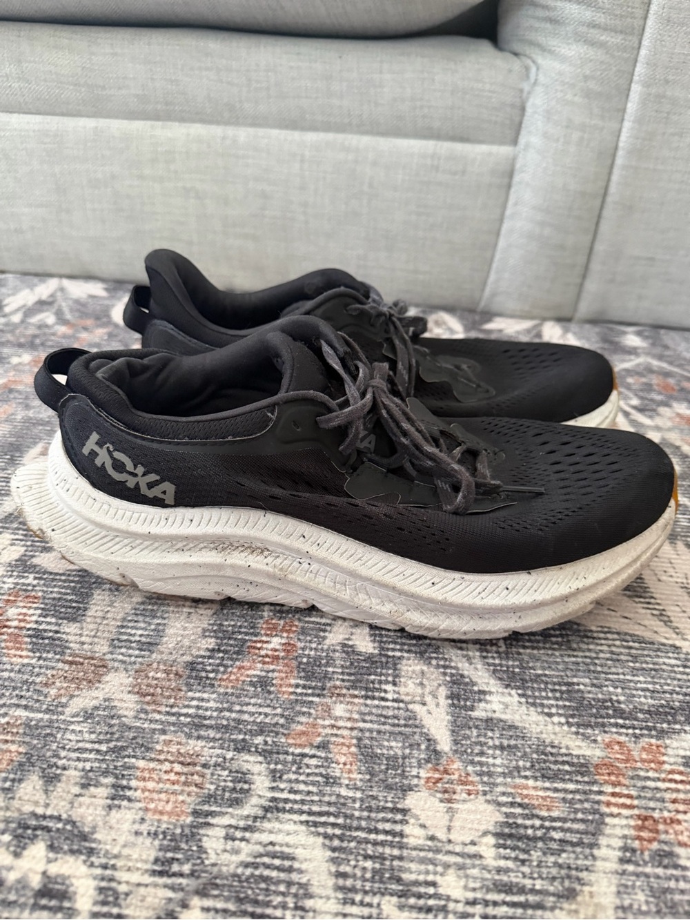 Hoka Black and White Cushioned Running Shoes